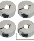 Cool 6MM Split Shaft Collar 4 Pack Aluminum Precision For 6Mm Rods Prevents Wobble On Machines And Robotics Solid Keeps Things Tight During Heavy Runs For Workshops And Diy Builders Seeking Metal Parts With Shine And Durability For Any Job., four 6mm aluminum split shaft collars with M4 screw