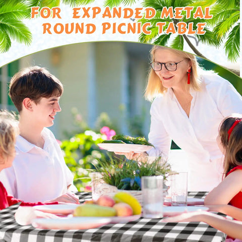 Outdoor Picnic Table Cover Set With Bench Covers 3 Piece Waterproof Vinyl Fitted Tablecloth Black And White Checkered Design for gatherings