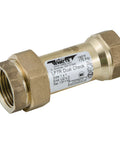 Brass Watts LF7R dual check valve, 1 in union ends, side view