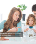 Family using Digital Coin Jar For Saving Cash And Stashing Change, 1.8L Large Piggy Bank With LCD Counter Counts 800-1000 US Coins