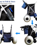 Beach Cart With Balloon Wheels, Heavy Duty Steel Wagon That Rolls Smoothly Over Sand, Carries 4 Folding Chairs, Pump Included.