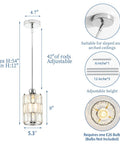 etiruety Adjustable Modern Crystal Chrome Pendant Lights Kitchen Island dimensions with 5.3" diameter crystal shade.