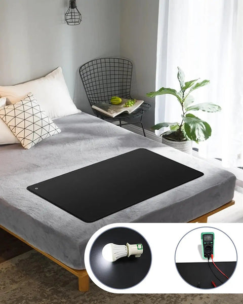 Grounding Mat Kit 2 Pack With Grounding Cords And Wrist Straps For Better Sleep 10 By 26.7 Inches in a bedroom setting