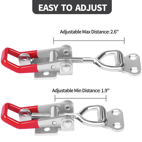 Close-up of 8 Pack Heavy Duty Toggle Latch Clamp With Lock Hole, 550 Lbs Holding Capacity, adjustable from 3-3/4 to 4-1/2 inches