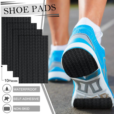 10 Pcs No Slip Shoe Sole Grip Pads Self Adhesive Rubber Traction Sheets For Leather And Smooth Soles Boost Dry Floor Traction