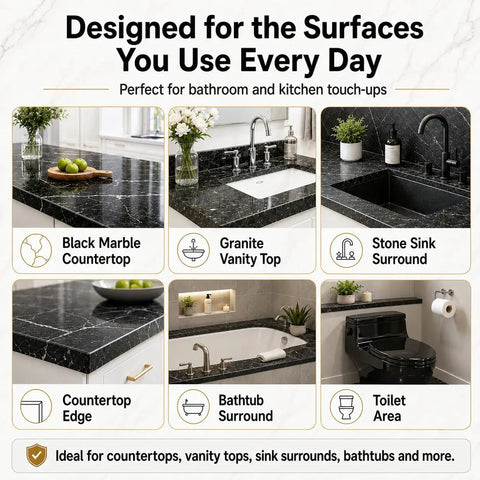 Black Tub And Tile Repair Kit 5.6 Oz Epoxy Putty For Bathtub And Countertop Restoration Color Matched surfaces in kitchen and bathroom.