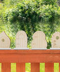 DIY Fairy House Kit 48 Pcs Unfinished Wood Doors And Windows For Miniature Garden Decor displayed on wooden railing