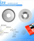 Rock Solid Wood Turning Carbide Inserts 18Mm X 3Mm 30 Degree Lathe Blades With Screws showing 18mm round tungsten inserts and dimensions.