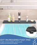Premium Stone Faucet Mat For Kitchen Sink Heavy Duty Water Absorbing Splash Guard Fast Drying Countertop Protector with soap dispenser.