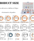 Must Have 105Pcs Car Oil Drain Plug Gasket Set Crush Washer Assortment with sizes M10 M12 M14 M16 M18 M20 shown in labeled case.