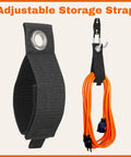 Heavy Duty Garage Hooks 15 Pack Set With Bike Hook And Extension Cord Organizer showing adjustable storage strap with orange cord