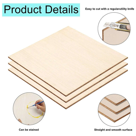 Four basswood sheets stacked, 12 x 8 in, 1/13 in thick, light wood color, smooth edges