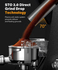 64mm Burr Coffee Grinder For Home Barista Use With Commercial Grade Precision And 100 Grind Settings in use, close-up view