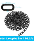 26.2 Ft Black Chain Link Heavy Duty 3 Sixteenth Inch Carbon Steel Hanging Chain Kit coiled with close-up link size