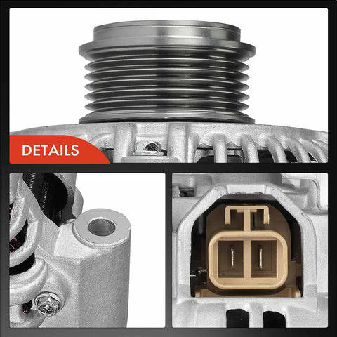 Alternator Replacement For Mazda MPV 2000 2001 2.5L V6, 12V 100A Output, 6-Groove Pulley, Clockwise Rotation, OEM-Equivalent Part