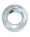 Real Deal Four Pack Three Quarter Inch Bore Solid Steel Shaft Collars With Heavy Duty Zinc Coating And Reliable Cup Point Set Screws visible close-up of a collar.