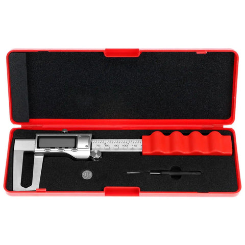 High Precision Digital Caliper For 0 To 6 Inch (0-150 MM) Stainless Steel With Large LCD Display in red case
