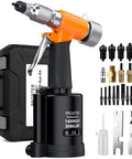 Go-To Pneumatic Hydraulic Rivet Nut Gun Set With 8 Mandrels and storage case and tools