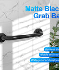 Matte Black Shower Grab Bar 12 Inch One Inch Diameter Heavy Duty Stainless Steel Safety Handle Wall Mounted No Slip Grip