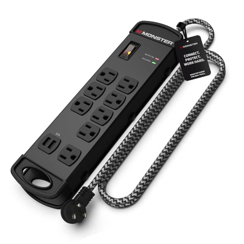 Power Strip Pro Surge Protector With 1960 Joules Of Protection Eight Outlets And Two USB A Ports Fifteen Foot Extension Cord