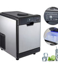 Countertop Ice Cube Maker Machine, Stainless Steel And Food Grade Abs, Portable Automatic Quick Freeze Unit For Home Bar with control panel.