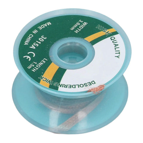 Five Pack Desoldering Wick Solder Braid For PCB And Keyboard Resoldering spool, 3 mm width, 1.5 m length copper braiding.
