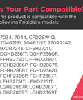Fridge Dispenser Replacement Part 242270106 compatibility list with Frigidaire models shown on image.