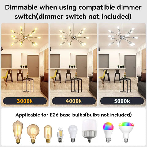 Mid Century Modern Pendant Light 6 Light Sputnik Chandelier In Black And Gold With Adjustable Arms displaying dimming options