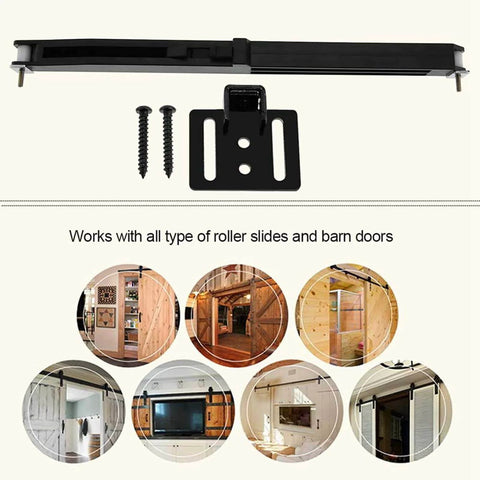 Barn Door Soft Close Kit For Barn Wood Doors With Spring Buffer Damper And Sliding Rail Mechanism Quiet Smooth Closing Oil Free Design Noise Reduction Durable Furniture Accessory shown with components