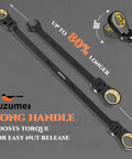 Extra Long Flex Head Ratcheting Wrench Set Six Piece Hella Tough For Tight Engine Bays 8-19mm Double Box End 180 Degree Adjustable Head