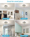 6.3 Inch Crystal Ceiling Light Fixture Mini Square Chandelier With Sparkling K9 Crystals illuminating various rooms