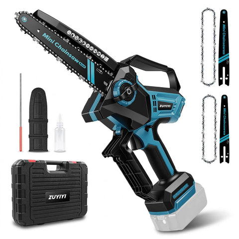 Cordless Mini Chainsaw 8 Inch And 10 Inch For Makita 18V Battery Compatible, with toolbox, extra chains, and oil bottle