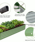Galvanized Raised Garden Bed Kit 8x2x1 Ft Outdoor Metal Planter Box Olive Green Heavy Duty With Gloves For Vegetables And Flowers