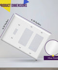 Combo Single Toggle And Double Decorator Rocker Outlet Wall Plate For 3-Gang Switches 4.5 By 6.38 Inches Gloss Finish