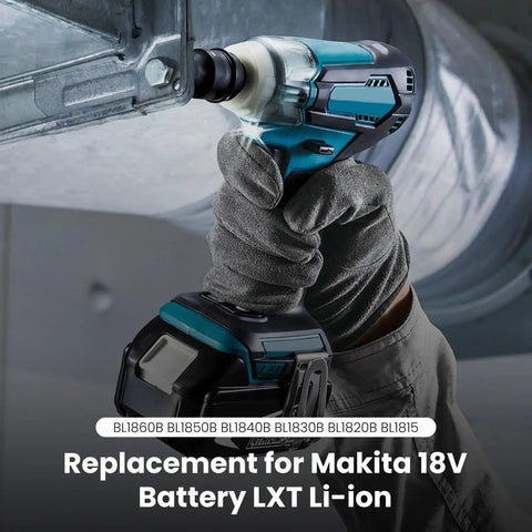 Power tool in use with 8000mAh Replacement Battery for Makita 18V Tools, 8Ah High Capacity Li Ion, Long Lasting Power