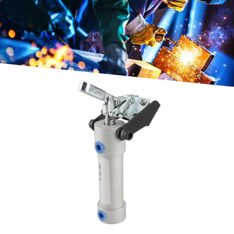 Heavy Duty Iron Air Clamp With G1/8 Interface, Pneumatic Hold Down Cylinder For Industrial Equipment Installation, Mechanical Operations, And Welding Fixtures on white background