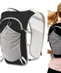 Lightweight hydration backpack for outdoor adventures with waterproof phone pocket and large multi pocket layout, worn by woman