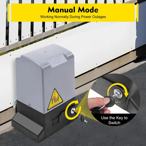 Heavy Duty Sliding Gate Opener Kit 550W Electric Gate Motor 220V IP44 Outdoor Security System with manual mode illustration