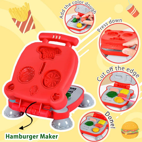 3 In 1 Color Dough Kitchen Creations Set With Ice Cream Maker Spaghetti And Burger Tools Art Craft Food Modeling Toy