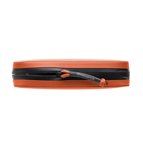Side view of Compact SemiRigid Utility Organizer Case with YKK AquaGuard zipper in orange, weather-resistant and heavy duty.