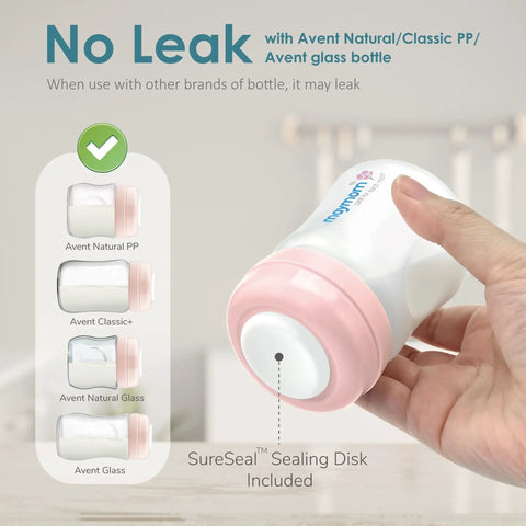 Travel Caps With Rewritable Sealing Disc For Avent Wide Mouth Bottles Leak Resistant Screw Lids Replacements 6 Pack Pink Compatible With Philips Avent Classic And Spectra Wide Mouth Bottles