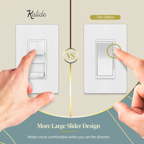 Paddle Dimmer Switch For 200W Dimmable LED CFL Lights 3 Way Or Single Pole With LED Slide Dimmer No Neutral Wire Needed White