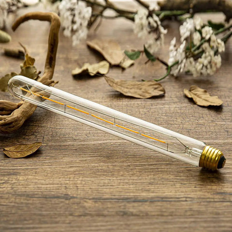 Dimmable T10 LED Filament Tubular Bulb 6W Warm White 2700K 11.8 Inch Long Tube Retro Vibe LED Filament 60W Equivalent E26 Base