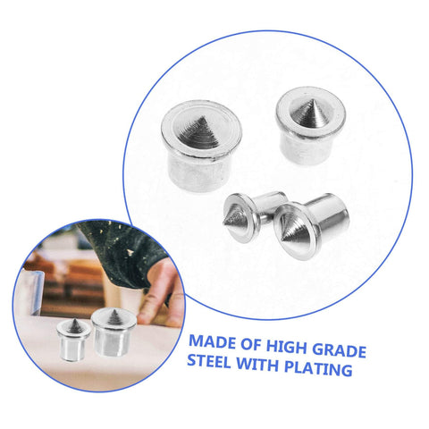 Dowel Alignment Tool Set With Assorted Dowel Pins 6mm, 8mm, 10mm, 12mm; metal dowel pins displayed with woodworking setup.