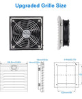 150X150Mm Cabinet Ventilator Kit With 120X25Mm Cooling Fan And Variable Speed Control showcasing upgraded grille size and dimensions.