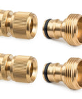 Two Sets Brass Garden Hose Quick Connect Fittings Three Quarter Inch GHT Male And Female No Leak Connectors For Hose Adapters
