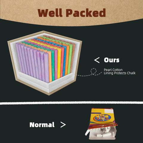 Colorful Dustless Chalk Set 100 Pieces In 10 Rich Colors Non Toxic For Classrooms Teachers And Students Kid Tested And Classroom Friendly For Chalkboards And Whiteboards Everyday Learning compared to normal packing