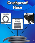 Assembled Quick Click Dust Collection Separator With Tough Five Gallon Locking Barrel And Ten Foot Commercial Hose For Knockout Debris Filtering Smooth Run with crushproof flexible hose.