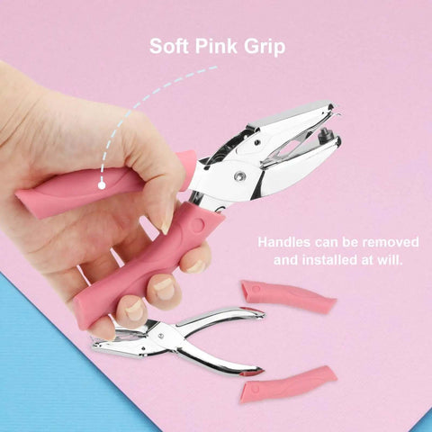 Handheld Paper Hole Punch Set With 1/16 Inch Small Circle And 1/8 Inch Medium Circle One Hole Punch Tool For Craft DIY Office And School Projects With Soft Grip