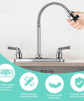 Kickass Tool Free Rv Kitchen Faucet Featuring Flexible Spout And Lightweight Abs Construction Built For Campers Motorhomes And Travel Trailers with pull-down sprayer.